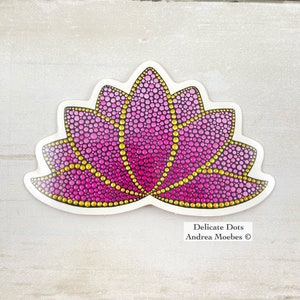 Mandala Vinyl Sticker, pink lotus flower sticker, waterproof vinyl sticker, water bottle sticker, computer sticker, Boho vinyl sticker