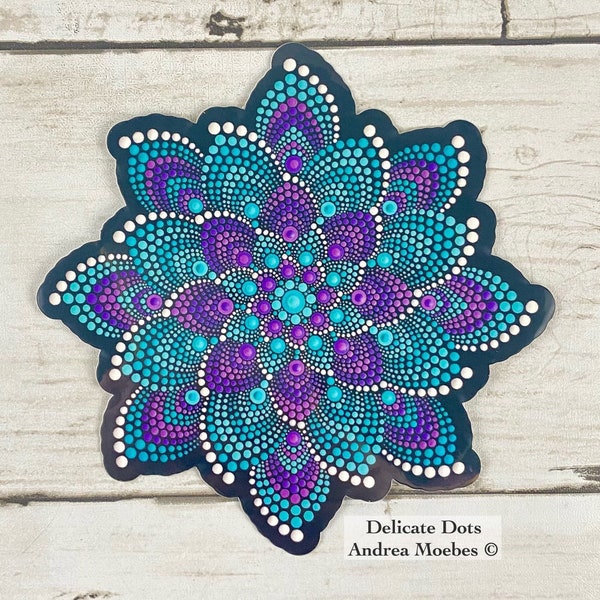 Mandala Vinyl Sticker, Dot mandala sticker, waterproof vinyl sticker, water bottle sticker, computer sticker, Boho vinyl sticker