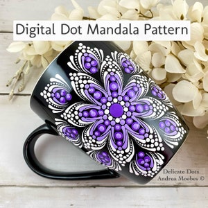 Digital Dot Mandala flower pattern Wisteria Wishes by Delicate Dots Andrea Moebes instant digital download, Dot Art, Mandala Digital pattern