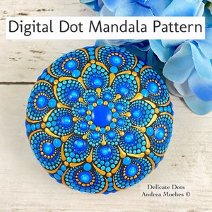 Digital Dot Mandala flower pattern Sapphire Dreams Delicate Dots Andrea Moebes, instant digital download, Dot Mandala Digital stone pattern