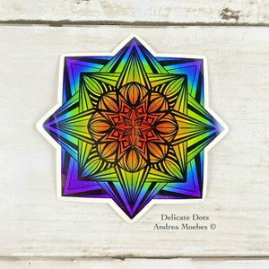 Mandala Vinyl Sticker, Dot mandala sticker, waterproof vinyl sticker, water bottle sticker, computer sticker, Boho vinyl sticker