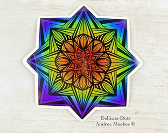 Mandala Vinyl Aufkleber, Dot Mandala Aufkleber, wasserdichter Vinylaufkleber, Wasserflasche Aufkleber, Computer Aufkleber, Boho Vinyl Aufkleber