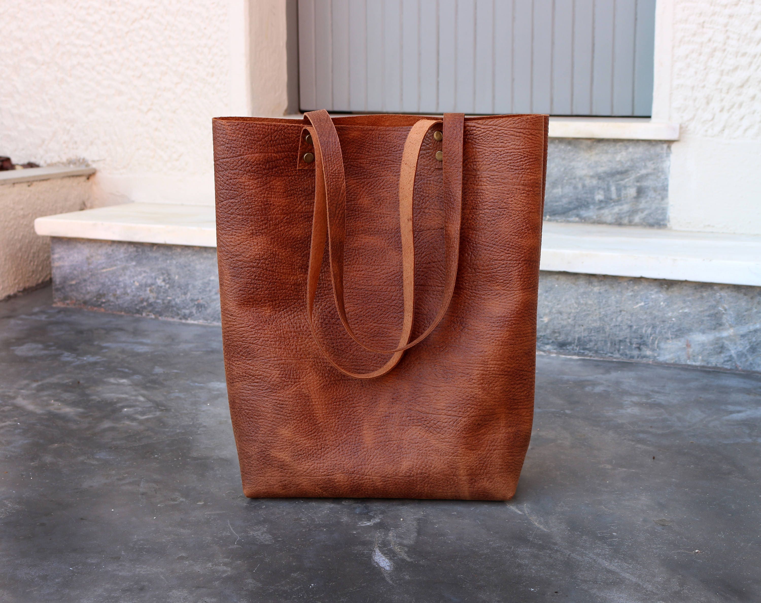 structured tote bag with pockets