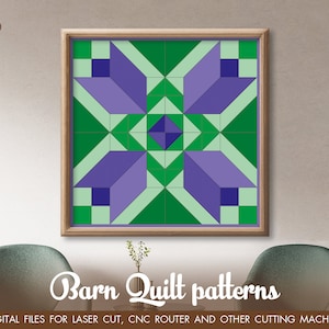 Barn quilt pattern, Barn quilt laser cut file, Glowforge SVG file, Cricut SVG, Puzzle SVG file, Barn Quilt Geometric flowers wall art decor