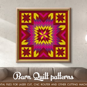 Barn Quilt Farmhouse SVG, Quilt Block svg, boho farmhouse decor, Cricut cut file, Gowforge svg, Glowforge cut, Geometric wooden wall decor.