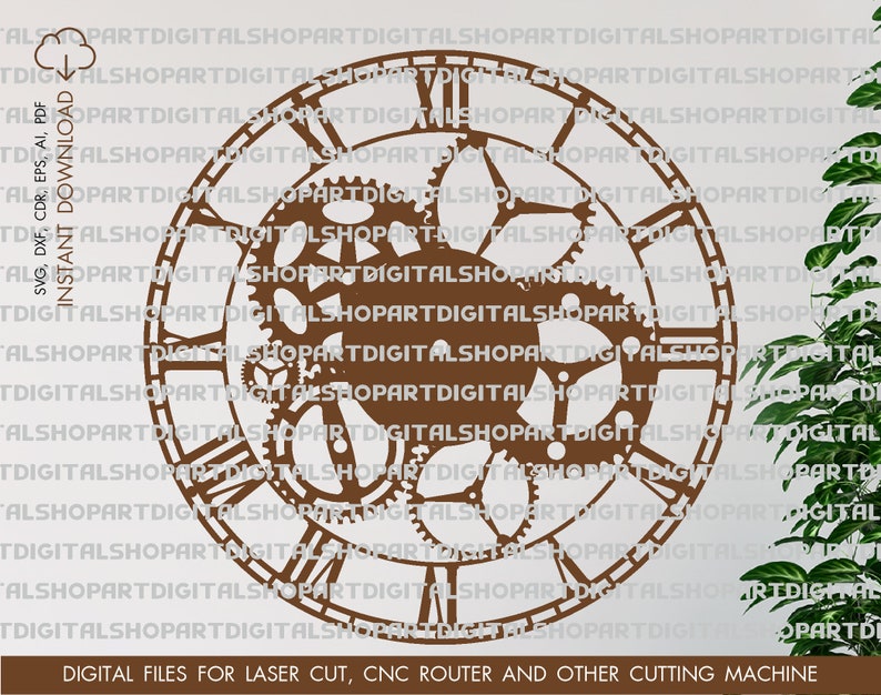 Set of 3 wall clocks, Vector for CNC, Cutting model, Clock laser cut, Laser cut template CNC files, cnc clock, vinyl clock svg, Pdf, EPS image 4
