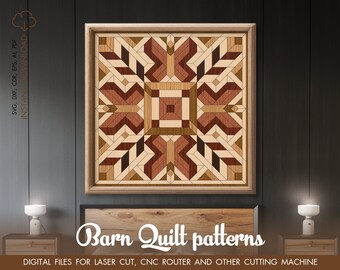 Barn quilt pattern, Barn quilt laser cut file, Glowforge SVG file, Cricut SVG, Puzzle SVG file, Barn Quilt Geometric wooden wall art decor