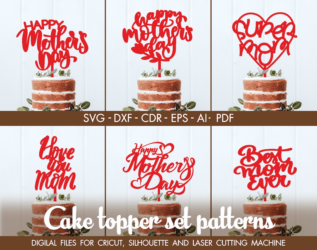 Happy Mother Day Cake Topper, Happy Mother Day Vector, Mother Birthday ...