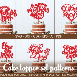 Happy Mother Day cake topper, Happy Mother Day vector, Mother birthday decor, cricut template, cricut SVG, Vector CNC, cut svg, cdr topper