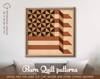 Barn quilt pattern, Barn quilt laser cut file, Glowforge SVG file, Cricut SVG, Barn Quilt independence flag USA svg, wooden wall art decor