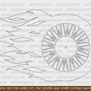 Set of 3 wall clocks, Vector for CNC, Cutting model, Clock laser cut, Laser cut template CNC files, cnc clock, vinyl clock svg, Pdf, EPS image 8