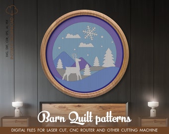 Glowforge progetti svg arredamento parete di Natale, file SVG per Cricut, Stencil PDF, Wall Art Panel arredamento di Natale svg, file di decorazione parete dipinta