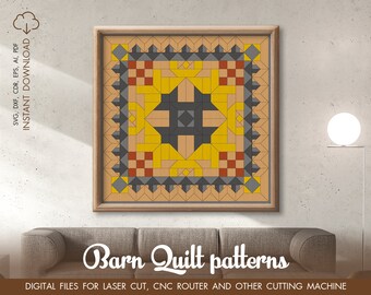 Barn Quilt Laser tagliare i file per i progetti Glowforge con Navajo ispirato design, Barn trapunta dxf, Cricut svg, Gowforge svg, glowforge file taglio