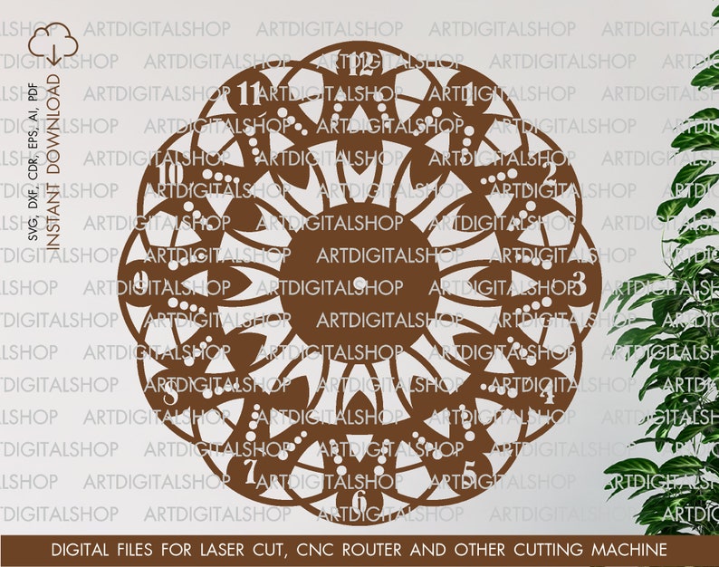 Set of 3 wall clocks, Vector for CNC, Cutting model, Clock laser cut, Laser cut template CNC files, cnc clock, vinyl clock svg, Pdf, EPS image 6