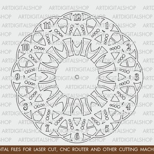 Set of 3 wall clocks, Vector for CNC, Cutting model, Clock laser cut, Laser cut template CNC files, cnc clock, vinyl clock svg, Pdf, EPS image 9