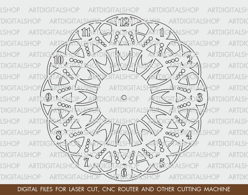 Set of 3 wall clocks, Vector for CNC, Cutting model, Clock laser cut, Laser cut template CNC files, cnc clock, vinyl clock svg, Pdf, EPS image 9