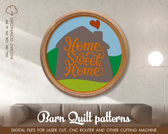 Home file dolci tagliati in casa per Glowforge. Arredamento per la casa SVG, Round Wood Wall Art, file per Cricut, Stencil pdf, Wall Art Panel per soggiorno