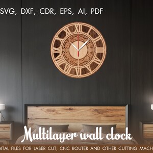 Wall Clock SVG, Cut File Multilayer, Vector Templates, Cnc Multilayer ...