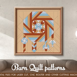Barn Quilt  Laser cut files for Glowforge projects with Navajo inspired design, Barn quilt dxf, Cricut svg, Gowforge svg, glowforge cut file