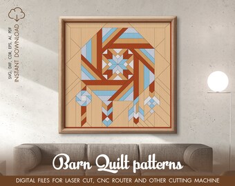 Barn Quilt  Laser cut files for Glowforge projects with Navajo inspired design, Barn quilt dxf, Cricut svg, Gowforge svg, glowforge cut file