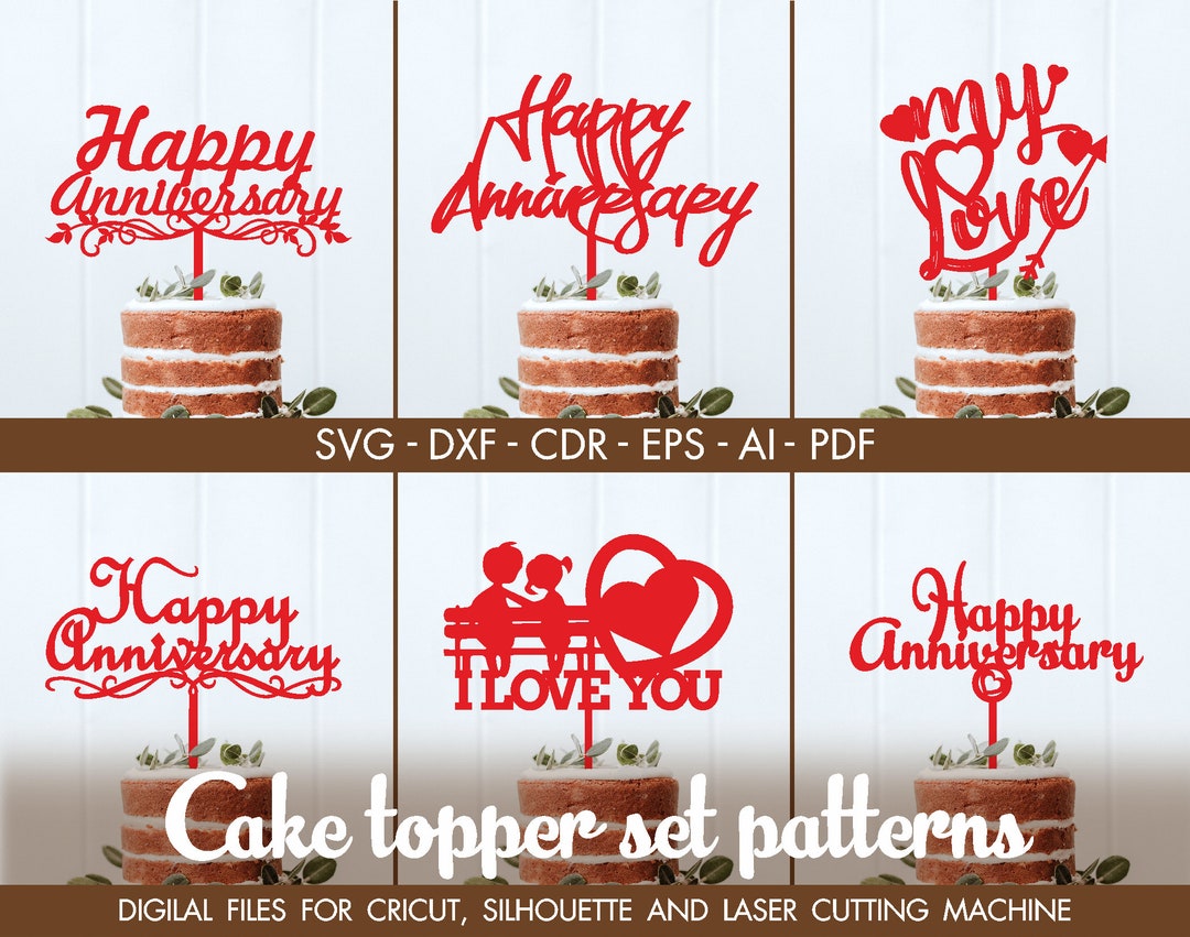 Happy Anniversary Cake Topper, Happy Anniversary Vector, Happy ...