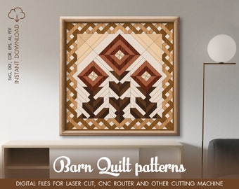 Barn motivo trapunta, Barn trapunta file di taglio laser, Glowforge file SVG, Cricut SVG, puzzle file SVG, Barn Quilt Geometric in legno parete arte