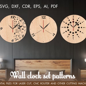 Clock laser cut, Wood wall clock, Laser cut template, Cutting model, Birthday gift, CNC files, cnc clock, Minimalist clock svg, Unique clock