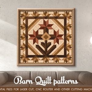 Barn quilt pattern, Barn quilt laser cut file, Glowforge SVG file, Cricut SVG, Puzzle SVG file, Barn Quilt Geometric wooden wall art decor