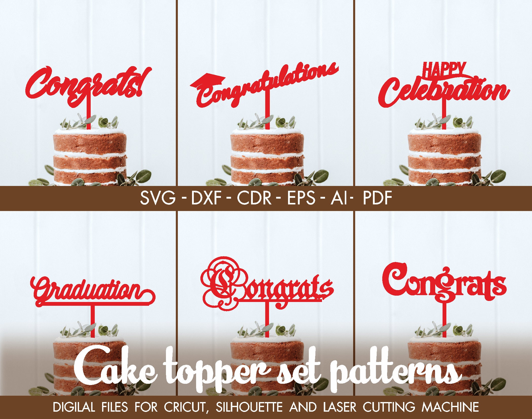 Set Cake Topper Graduation Cap, Cricut Graduation Svg, Grad Party Svg