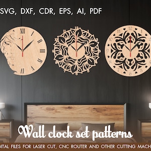 Wood wall clock, Vector for CNC, Cutting model svg, Clock laser cut, Birthday gift, CNC files, cnc clock, wall clock temlate, set clock Svg