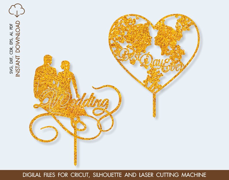 Download Set of 6 cake toppers Cake topper svg Wedding cake topper ...