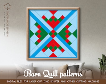 Fienile trapunta SVG, Farmhouse svg, Quilt Block SVG, Quilt SVG, File di taglio Farmhouse, File taglio Cricut, Gowforge svg, arredamento portico fattoria, cricut