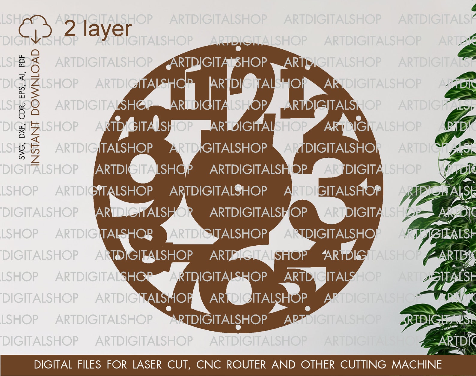 Multilayer Cutting Model, Clock Laser Cut, Wall Clock SVG, 3D Vector ...