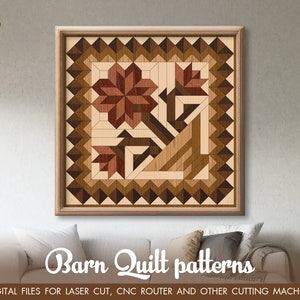 Barn quilt pattern, Barn quilt laser cut file, Glowforge SVG file, Cricut SVG, Puzzle SVG file, Barn Quilt Geometric wooden wall art decor
