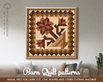 Barn motivo trapunta, Barn trapunta file di taglio laser, Glowforge file SVG, Cricut SVG, puzzle file SVG, Barn Quilt Geometric in legno parete arte