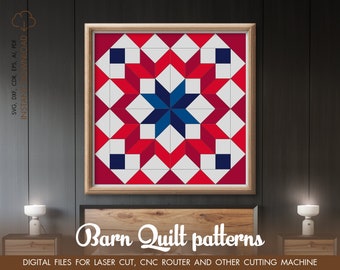 Glowforge projects svg, Simple Barn Quilt, SVG files for Cricut, Stencils PDF, barn quilt sign, wall art, barn quilt trail, painted quilt,