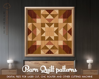 Barn Quilt Farmhouse SVG, Quilt Block svg, boho farmhouse decor, Cricut cut file, Gowforge svg, Glowforge cut, Geometric wooden wall decor.