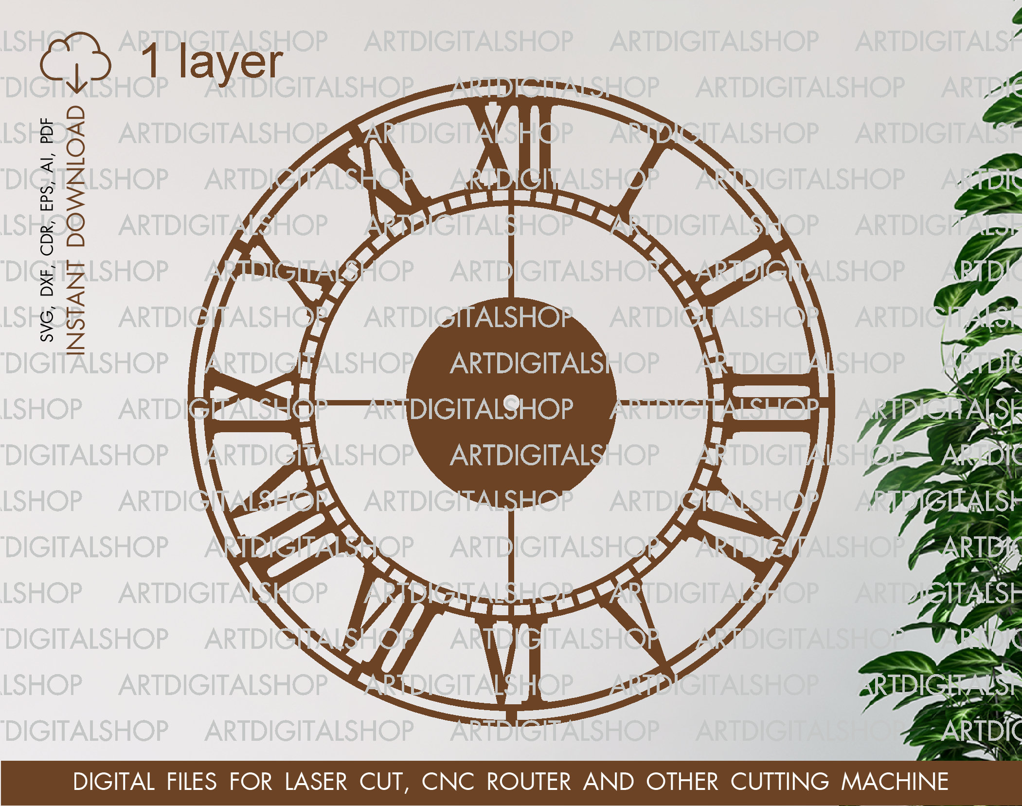 Reloj de pared SVG, archivo de corte multicapa, plantillas vectoriales ...
