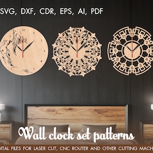 Clock laser cut, Wood wall clock, Laser cut template, Cutting model, Birthday gift, CNC files, cnc clock, Wooden clock ы, Unique clock svg