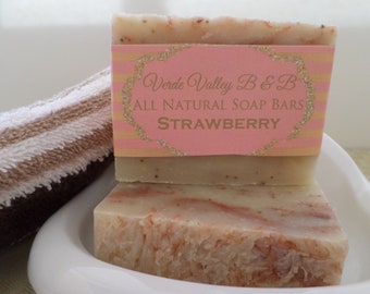 Strawberry Soap, Strawberry Bar Soap, Strawberry Soap Bar, Strawberry Bath Soap, Fruit Scented Soap, Handmade Soap, Natural Soap, Vegan Soap