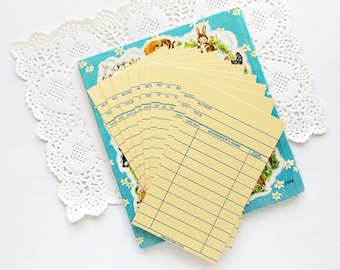 Library Cards - Set of 10 - Yellow - Blank Library Cards, Checkout Cards, Junk Journal Supplies, Journaling Cards