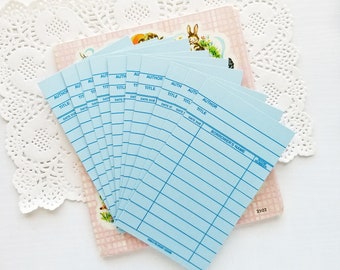 Library Cards - Set of 10 - Blue - Blank Library Cards, Checkout Cards, Junk Journal Supplies, Journaling Cards