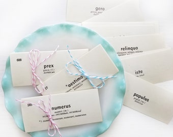 Vintage Mini Vocabulary Flash Cards - Latin | Set of 10 for Junk Journals, Vintage Crafting