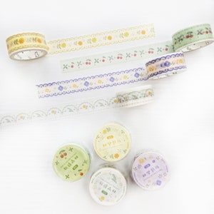 Floral Embroidery Trim Style Washi Tape | 15mm wide | 3m long | Japanese Washi Tape for Junk Journals, Bullet Journals