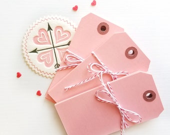 Set of 10 Pink Cardstock Number 5 Shipping Tags