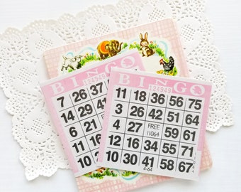 Set of 10 Pink Paper Bingo Cards, Junk Journal Supplies, Scrapbooking Ephemera