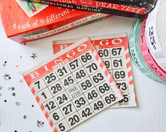 Red and White Christmas or Valentine Bingo Cards - Set of 10
