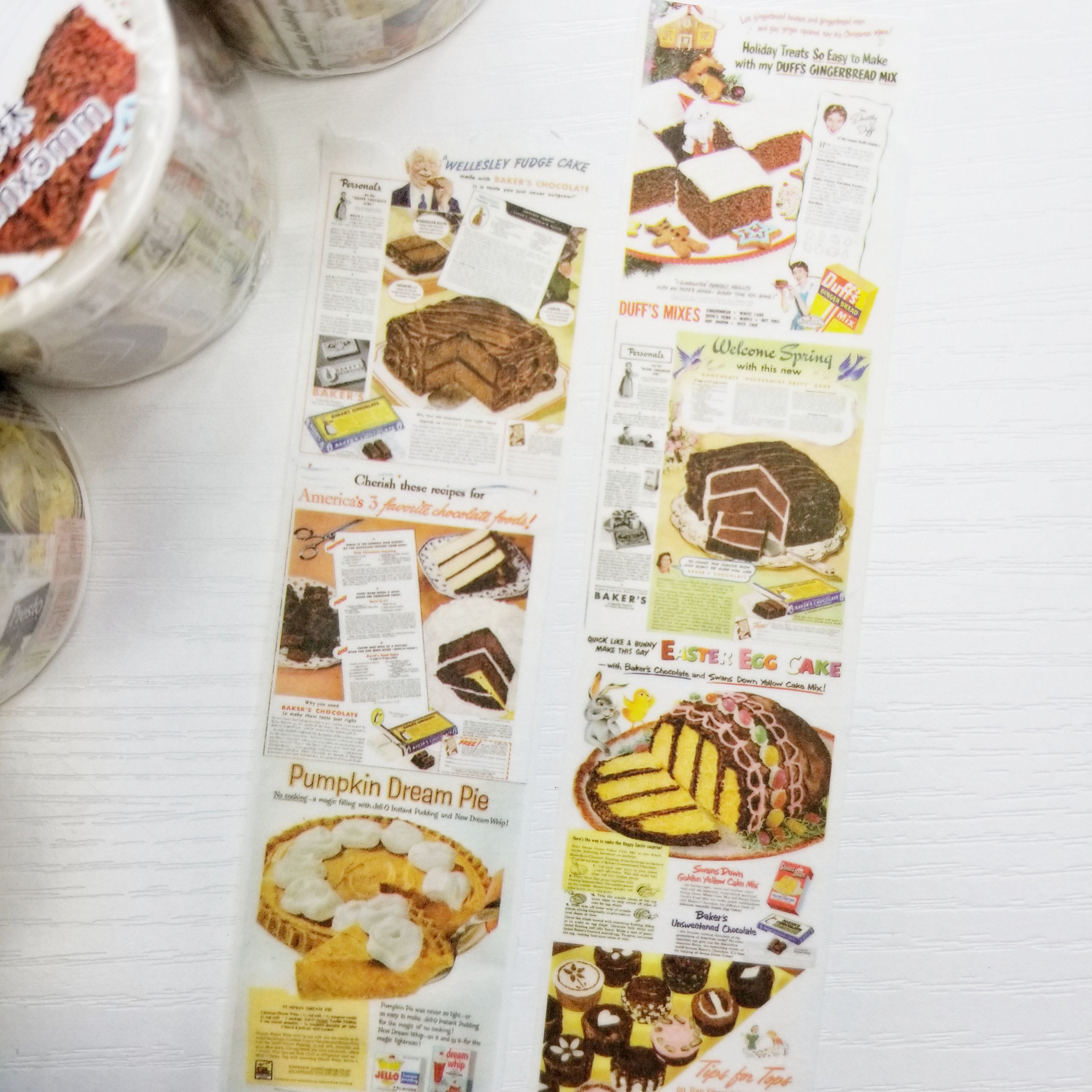 Vintage Ads Washi Tape - Chocolate Cakes | 30 mm wide | 5 m long | Fo…