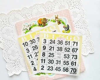 Bingo Cards - Set of 10 - Yellow - Paper Bingo Cards, Junk Journal Supplies, Ephemera, Scrapbook, Planner, Craft Supplies