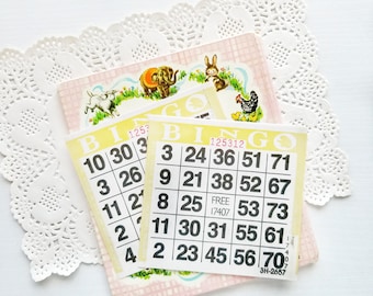Yellow Bingo Cards - Set of 10 - Junk Journal Ephemera